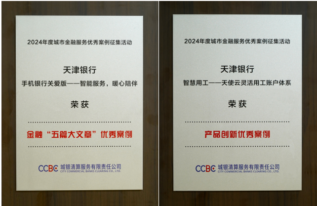 天津银行荣获2024年度城市金融服务优秀案例征集活动多项大奖(图2)